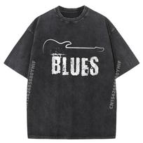Blues Music Blues Guitar Vintage Black Shirt Graphic Tees Mens Leisure Washed New Shirts And T-Shirts 5XL įvairiaspalvis