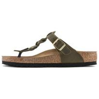 Birkenstock Gizeh Braided Oiled Leather Narrow Fit Sandals 'Olive Green' Women's 1024069 37