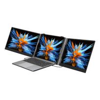 Blackview DCM6 Trigubas nešiojamojo kompiuterio ekrano prailgintuvas, 14  1080P FHD IPS nešiojamas išorinis ekranas, du USB C kabeliai, Plug & Play, Suderinamas su Windows/Mac pilka spalva