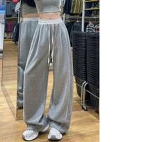 Kids Girls Contrast Line Drawstring Waist Baggy Wide Leg Heather Gray Casual Sport Sweatpants XS