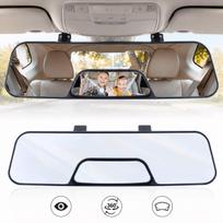 Naujas plataus kampo automobilio galinio vaizdo veidrodėlis su įmontuotu kūdikio monitoriumi, papildomas veidrodėlis, prisegamas, išgaubtas, pašalinantis akląsias zonas, salono veidrodėlis gray