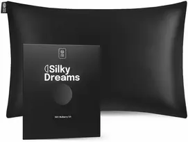 Šilkinis pagalvės užvalkalas NOXNOX® – 100% Mulberry šilkas, Juodas (19 momų)