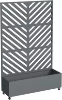 Metalinis vazonas su atramine sienele ir ratukais HATIS, 119,5 × 40,6 × 185,5 cm, antracito