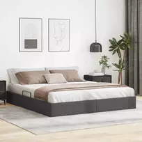 Lova Otomano lovos rėmas su saugykla Pilka 160 x 200 cm Dirbtinė oda