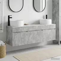 Vonios spintos komplektas 3 vnt. Betono pilka 49 x 44,5 x 66 cm