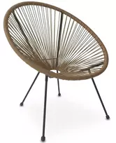 Lauko kėdė su technoratano sėdyne ir metalinėmis kojomis, ratano spalvos, 71 × 75 × 84 cm