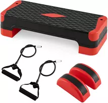 Aerobinė pakyla 3-in-1 su reguliuojamu aukščiu, raudona ir juoda, 68,6 × 27,9 × 10,2 cm