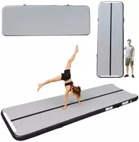 Gimnastikos kilimėlis „Air Track“ su elektrine pompa, pilkas, 400 x 100 x 10 cm