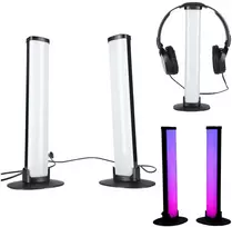 LED stalinės lempos RGB su nuotolinio valdymo pultu, juodos, 23,7 × 3,5 × 2,5 cm, 2 vnt.