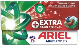 Skalbimo kapsulės Ariel, papildomas dėmių šalinimas, 19 vnt.