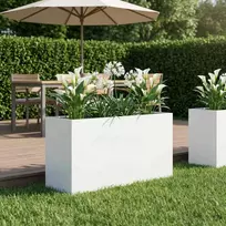 Sodo vazonas Balta 100 x 30 x 40 cm Šaltai valcuotas plienas