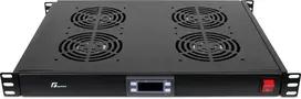 GETFORT GF-FAN4TR 1U Rack Panel su 4 termostatu valdomais ventiliatoriais, 230V, juoda