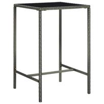 vidaXL Sodo baro stalas, pilkas, 70x70x110cm, poliratanas ir stiklas