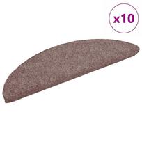 vidaXL Laiptų kilimėliai, lipnūs, 10 vnt., 56x17x3 cm, šviesiai rudos spalvos, pusapvaliai