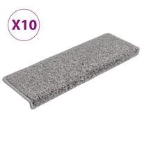 vidaXL Laiptų kilimėliai, 10 vnt., pilki, 65x21x4 cm, stačiakampiai kraštai
