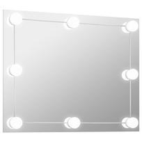 vidaXL Sieninis veidrodis su LED lemputėmis, stačiakampis, stiklas