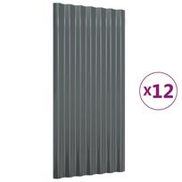 vidaXL Stogo plokštės, 12vnt., antracito, 80x36cm, cinkuotas plienas