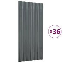 vidaXL Stogo plokštės, 36vnt., antracito, 80x36cm, cinkuotas plienas