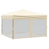 vidaXL Proginė palapinė su šoninėmis sienomis, kreminė, 3x3m