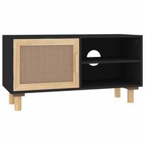 vidaXL Televizoriaus spintelė, juoda, 80x30x40cm, pušis ir ratanas