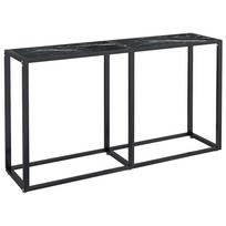 vidaXL Konsolinis staliukas, juodo marmuro, 140x35x75,5cm, stiklas