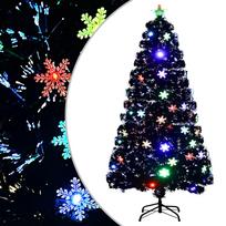 vidaXL Kalėdų eglutė su LED snaigėmis, juoda, 120cm, optinis pluoštas