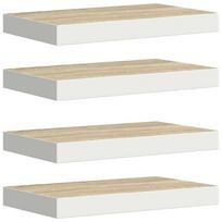 vidaXL Pakabinamos lentynos, 4vnt., ąžuolo/baltos, 50x23,5x3,8cm, MDF