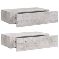 vidaXL Lentynos su stalčiais, 2vnt., betono pilkos, 40x23,5x10cm, MDF