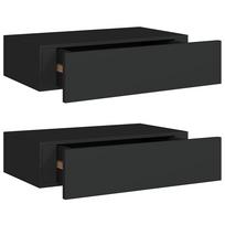 vidaXL Lentynos su stalčiais, 2vnt., juodos, 40x23,5x10cm, MDF