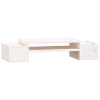 vidaXL Monitoriaus stovas, baltas, 70x27,5x15cm, pušies masyvas