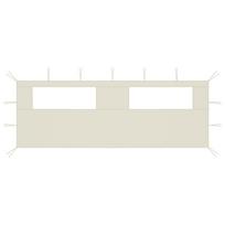 vidaXL Šoninė pavėsinės siena su langais, kreminės spalvos, 6x2m
