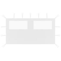 vidaXL Šoninė pavėsinės siena su langais, baltos spalvos, 4x2m