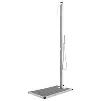 vidaXL Sodo dušas su pilku pagrindu, 225cm, nerūdijantis plienas