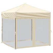 vidaXL Proginė palapinė su šoninėmis sienomis, kreminė, 2x2m