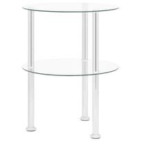 vidaXL Šoninis staliukas, 2 aukštų, skaidrus, 38cm, grūdintas stiklas