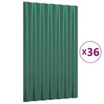 vidaXL Stogo plokštės, 36vnt., žalios, 60x36cm, cinkuotas plienas