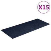 vidaXL Laiptų kilimėliai, lipnūs, 15 vnt., 60x25 cm, tamsiai mėlyni, stačiakampiai