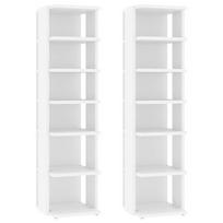vidaXL Spintelės batams, 2vnt., baltos, 27,5x27x102cm apdirbta mediena