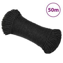 vidaXL Darbo virvė, juodos spalvos, 3mm, 50m, polipropilenas
