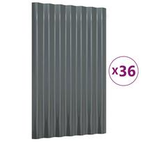 vidaXL Stogo plokštės, 36vnt., antracito, 60x36cm, cinkuotas plienas