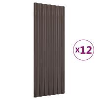 vidaXL Stogo plokštės, 12vnt., rudos, 100x36cm, cinkuotas plienas