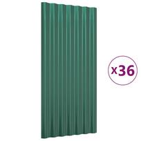 vidaXL Stogo plokštės, 36vnt., žalios, 80x36cm, cinkuotas plienas