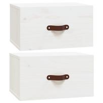 vidaXL Sieninės naktinės spintelės, 2vnt., baltos, 40x29,5x22cm