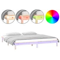 vidaXL Lovos rėmas su LED, 140x200cm, medienos masyvas
