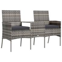 vidaXL Dvivietė sodo sofa su arbatos staliuku, antracito, poliratanas