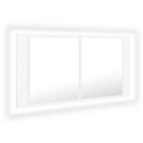 vidaXL Veidrodinė vonios spintelė su LED, balta, 90x12x45cm, akrilas