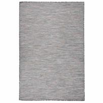 vidaXL Lauko kilimėlis, rudas ir mėlyna, 120x170cm, plokščio pynimo