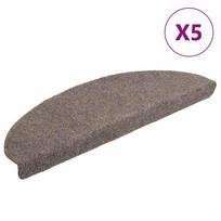 vidaXL Laiptų kilimėliai, lipnūs, 5 vnt., 65x21x4 cm, smėlio spalvos, pusapvaliai, dideli