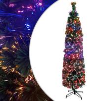 vidaXL Dirbtinė siaura Kalėdų eglutė su stovu, 240cm, optinis pluoštas