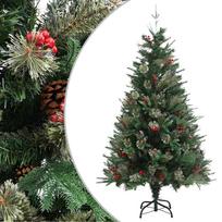 vidaXL Kalėdų eglutė su pušies kankorėžiais, žalia, 150cm, PVC ir PE